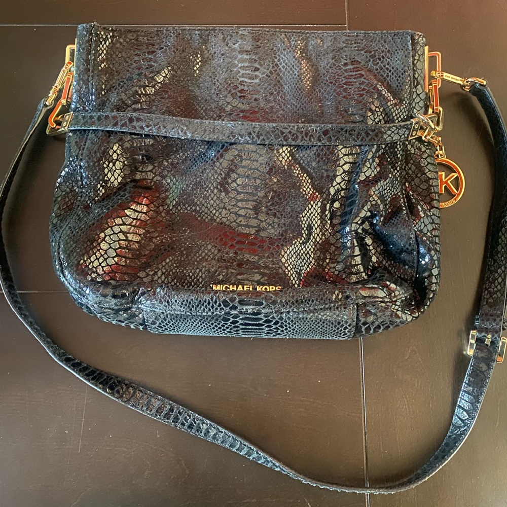 Michael Kors Black Snakeskin Crossbody Bag
